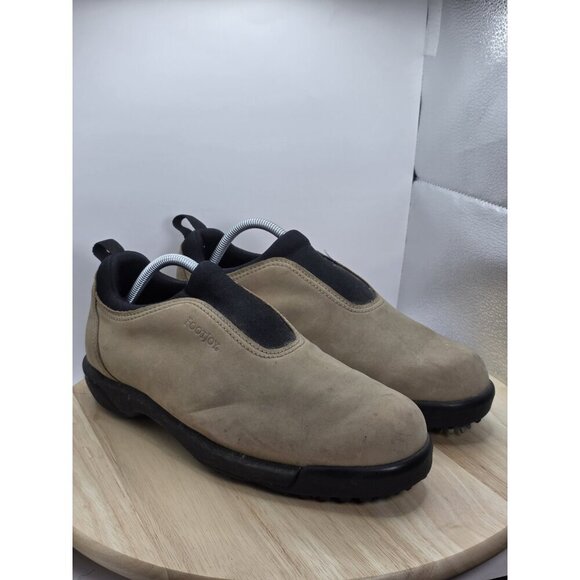 Footjoy Contour Series Mens 9 Brown Golf Mocs Shoes Soft Spikes Slip On No Laces - Picture 5 of 9